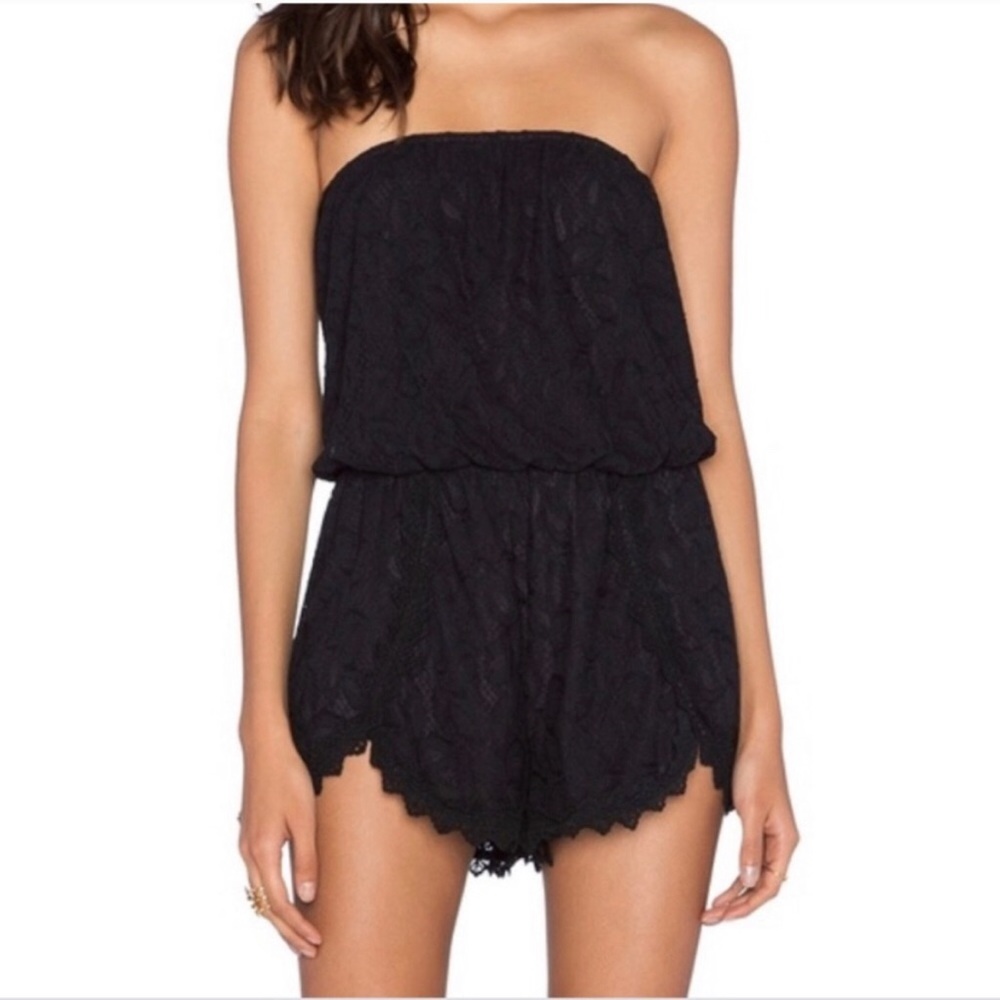 Free People Black Lace Romper